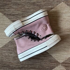 Pink Suede Platform Converse - W6